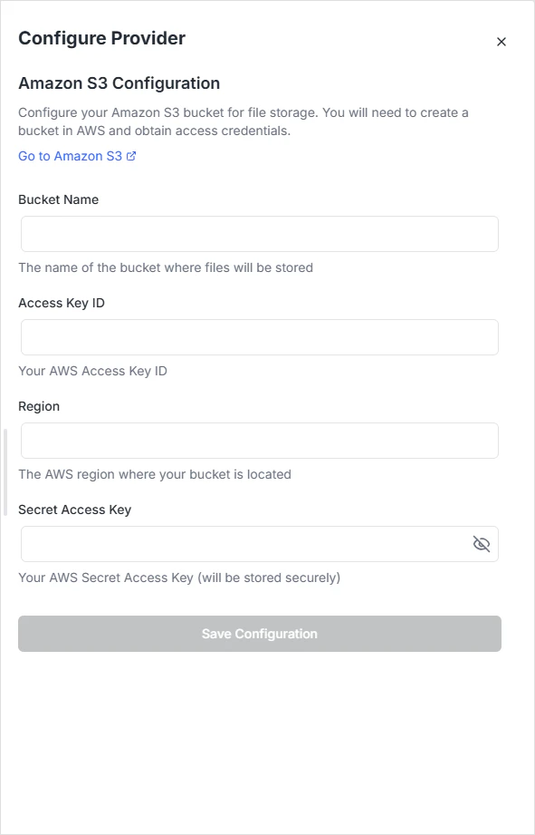 Amazon S3 configuration