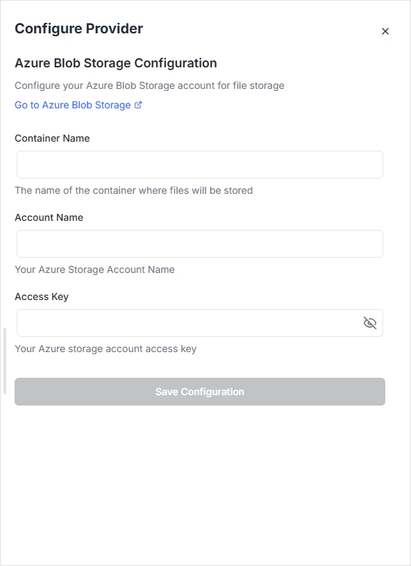 Azure Blob Storage configuration