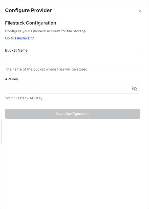 Filestack configuration