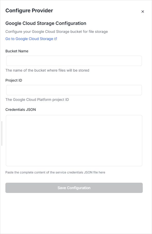 Google Cloud Storage configuration