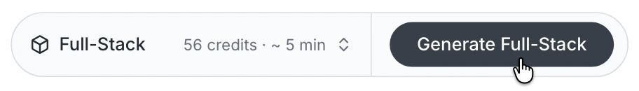 Build scope bar with Full-Stack selected and Generate highlighted