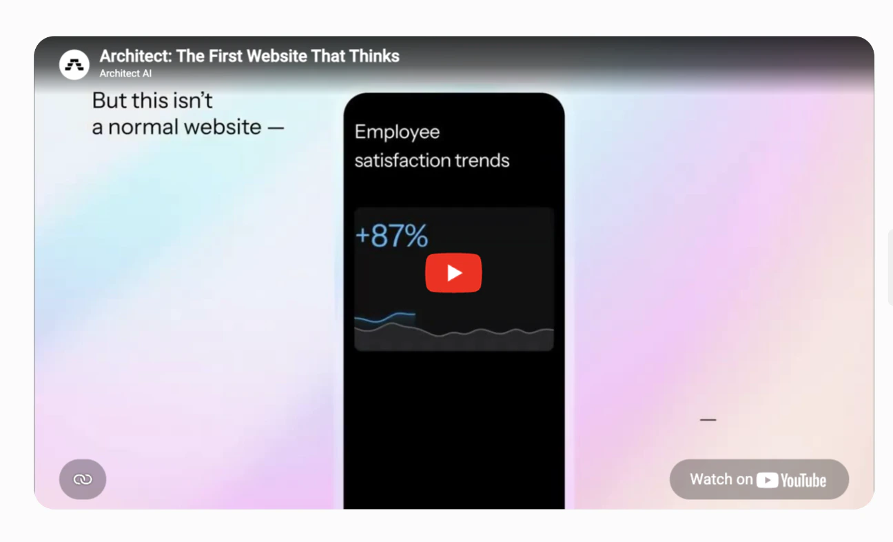 VideoContainer slice showing an embedded YouTube video with a play button overlay