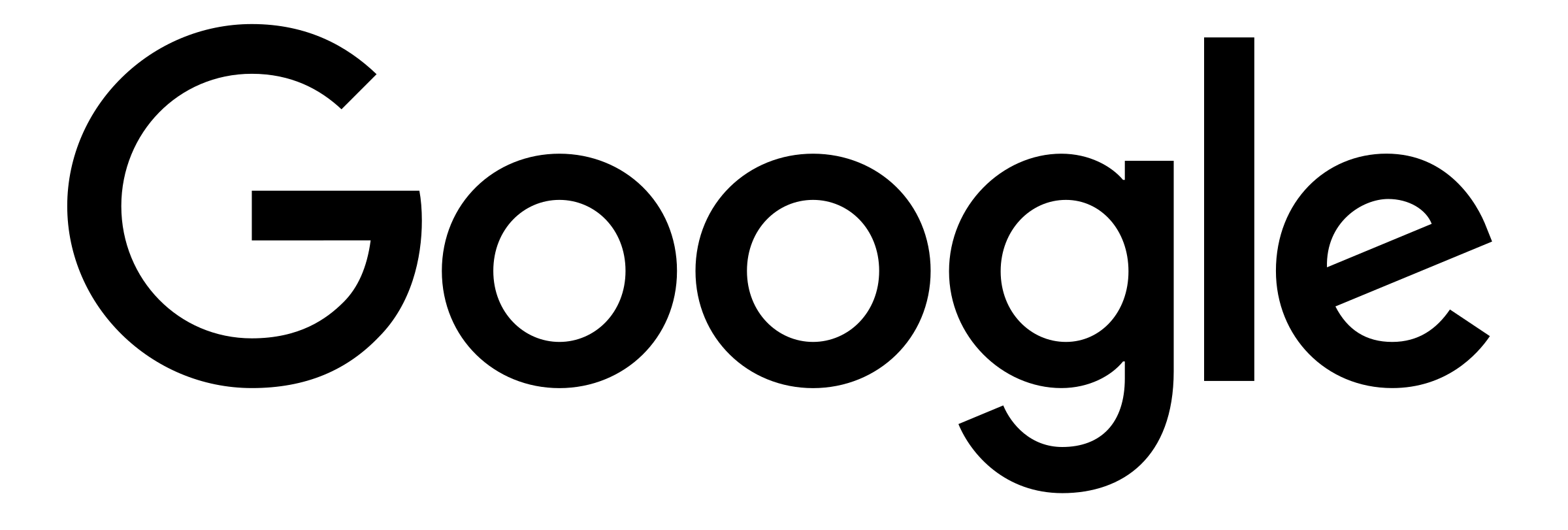Black Google logo on transparent background