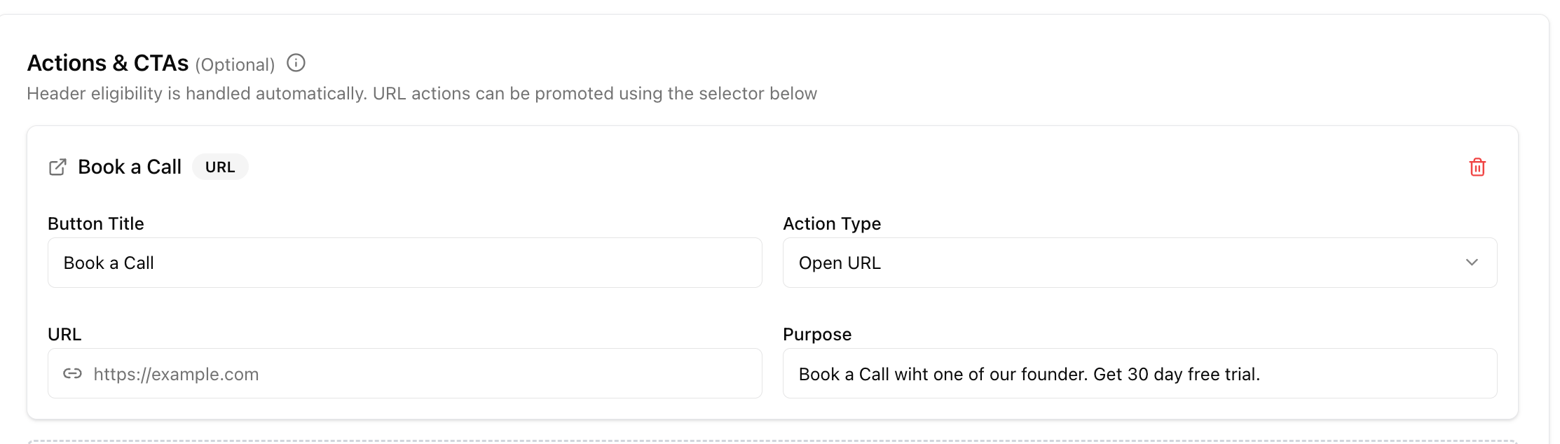 CTA tracking setup