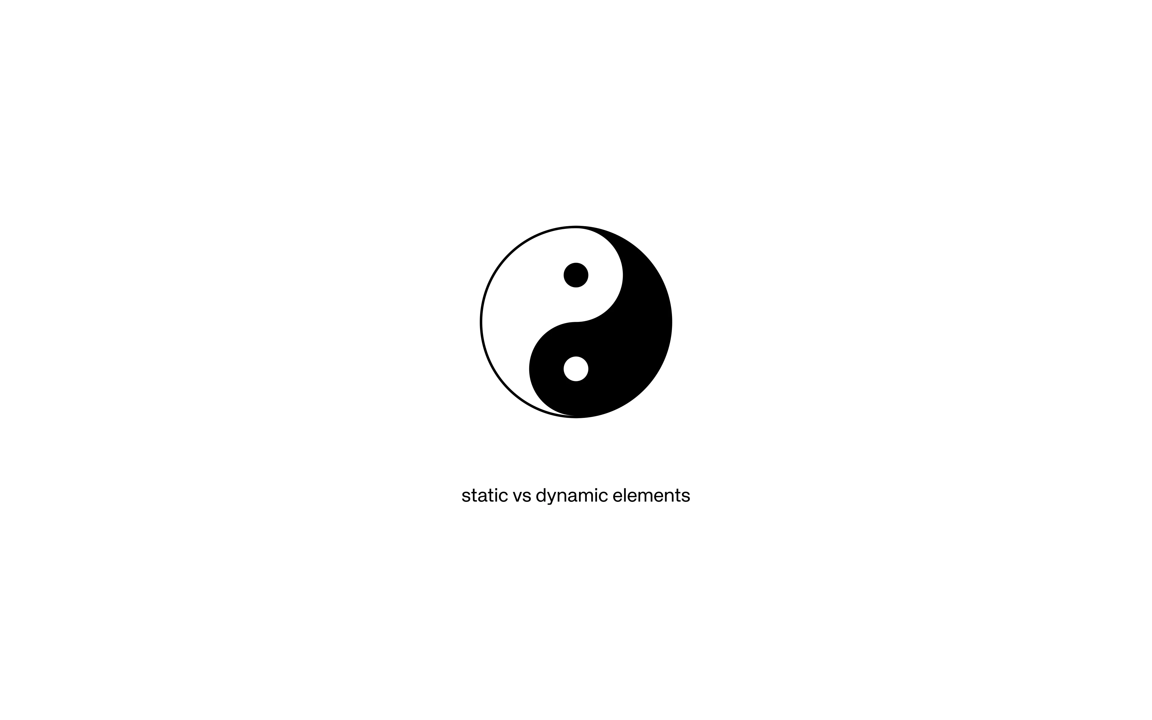 Yin-yang diagram showing a split between a static website UI on the left and a dynamic agent-driven side on the right that does most of the work