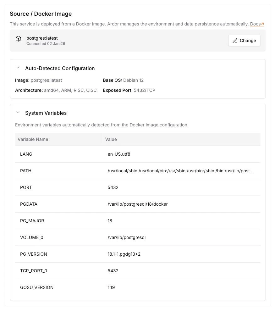 Environment variables extracted from image