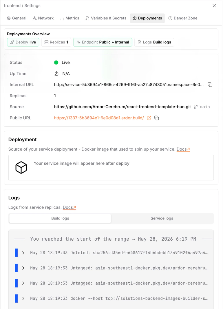 Service Logs Interface
