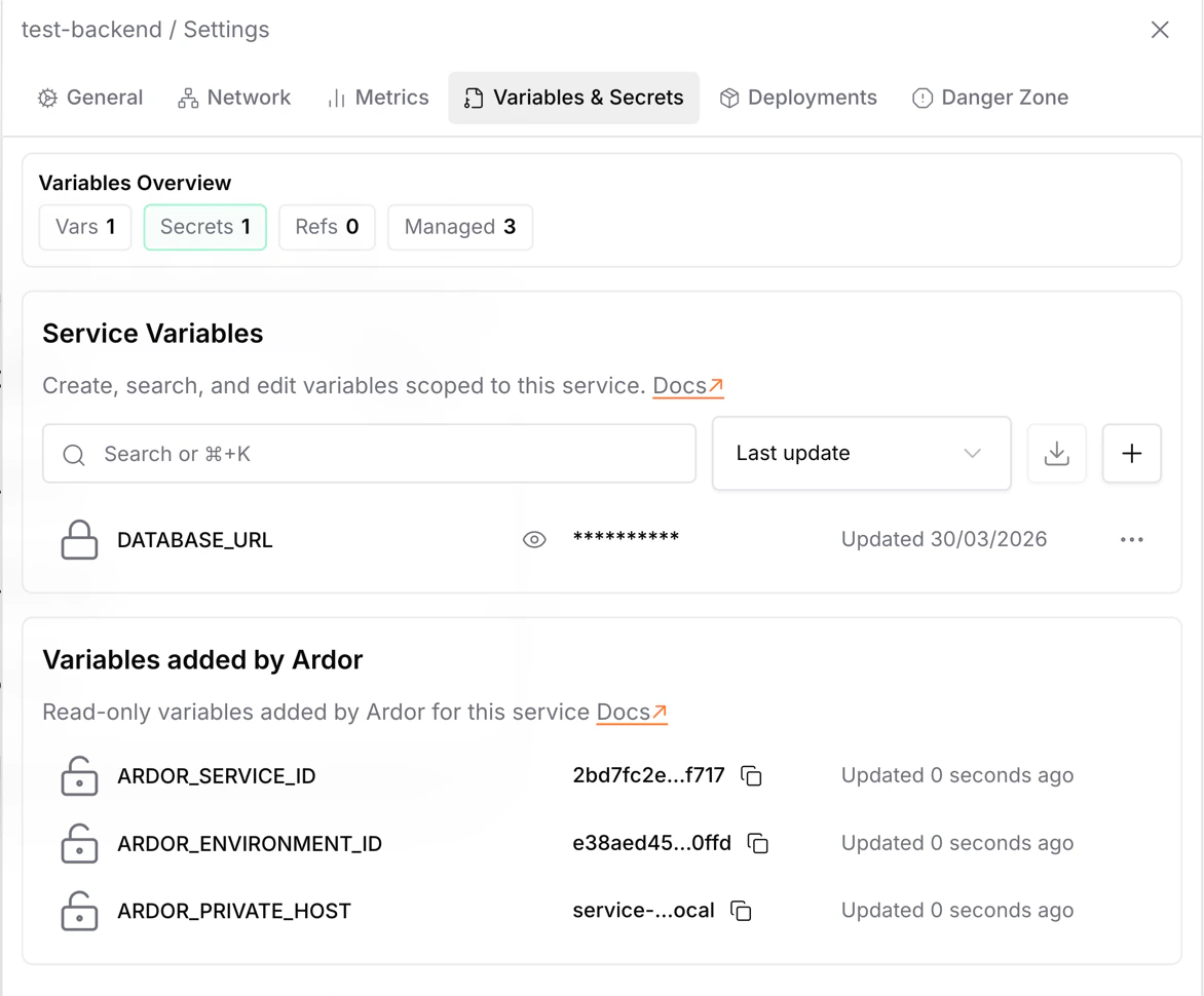 Variables and Secrets Management