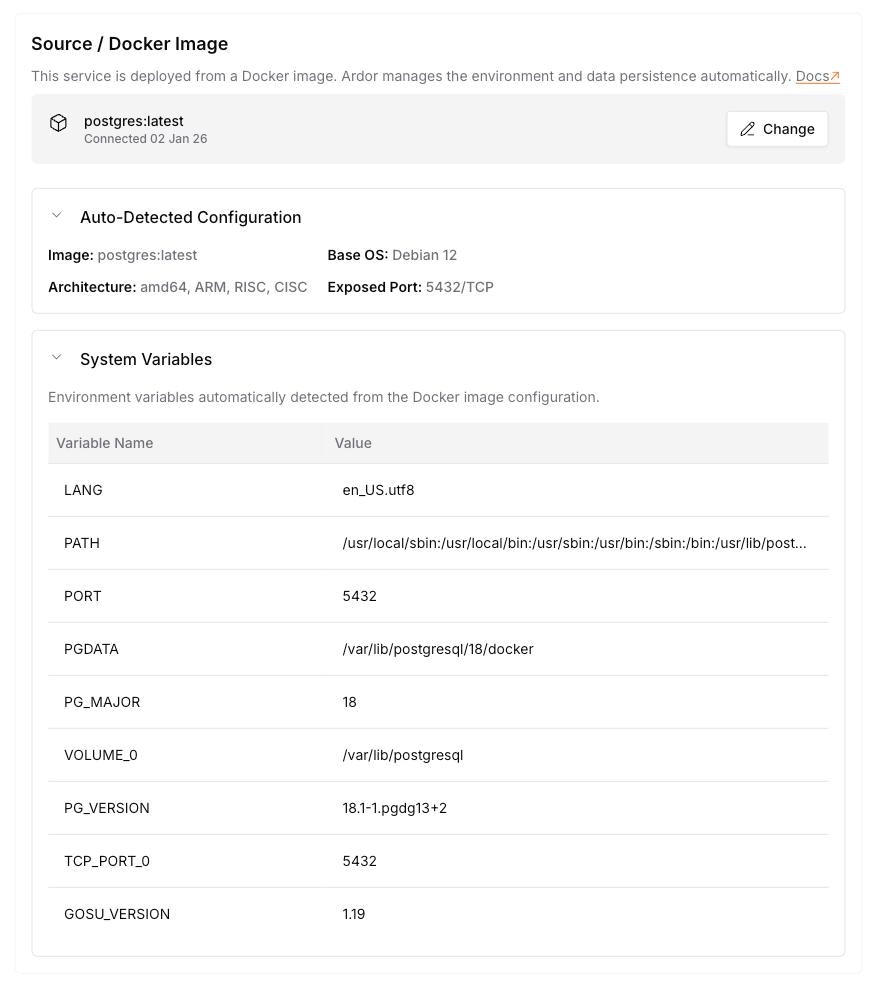 Environment variables extracted from image