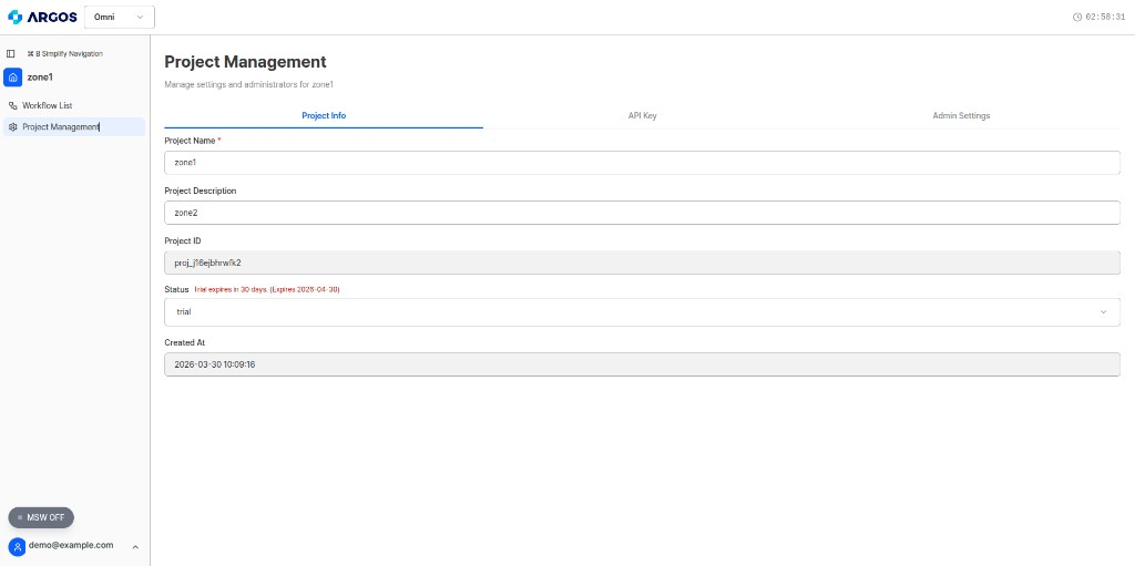 Project Info tab
