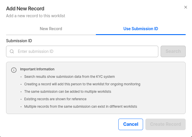 Worklist management screen