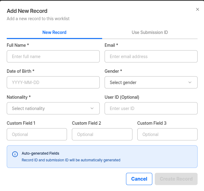 Worklist management screen