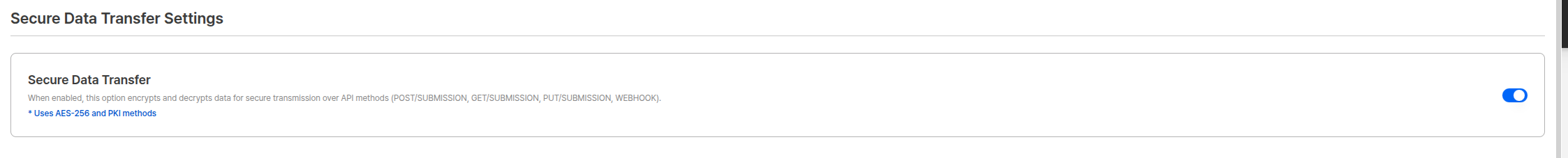 Secure transmission settings