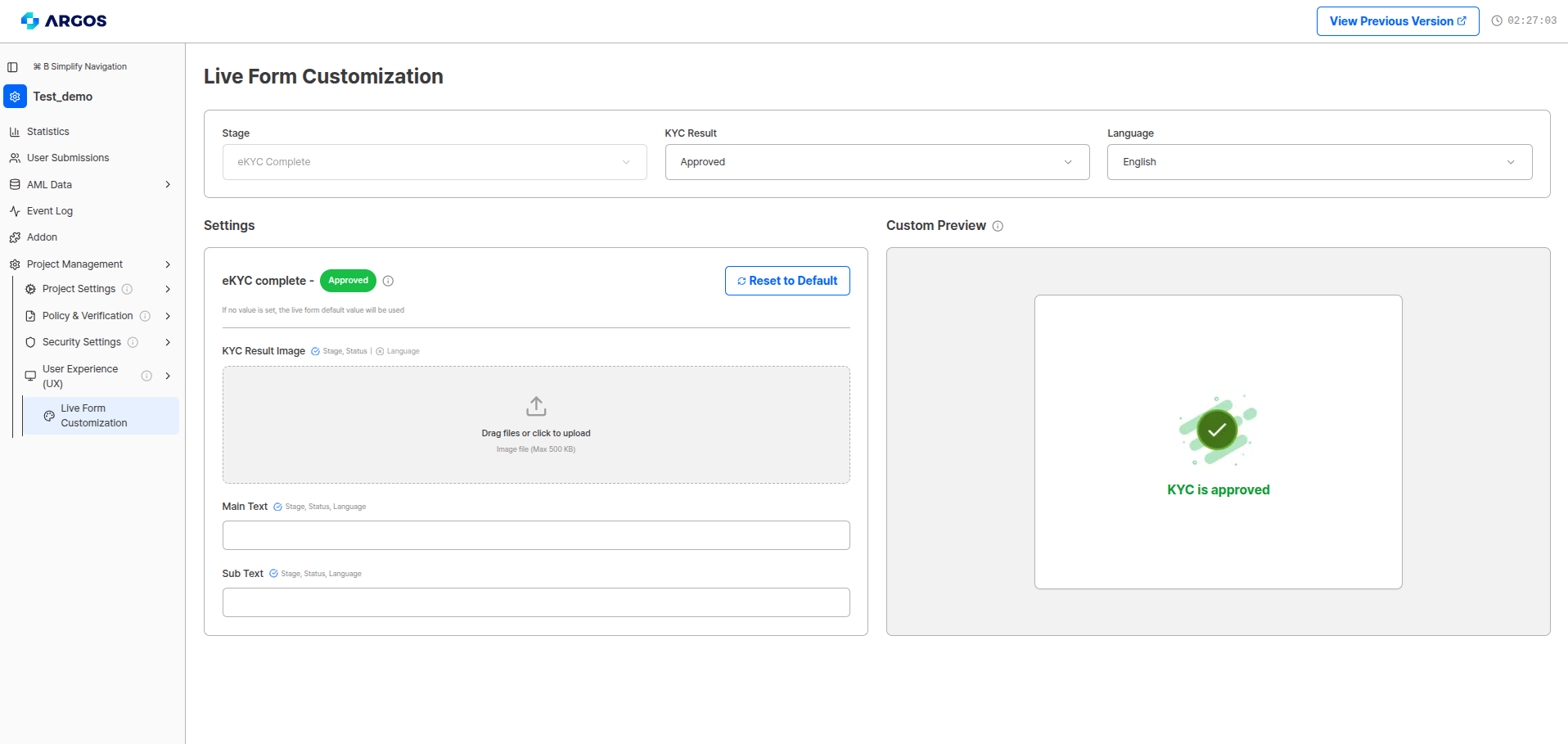 Result page customization settings