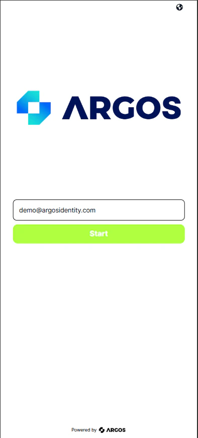 Pantalla de inicio de liveform mostrando un boton CTA verde con colores de marca personalizados aplicados
