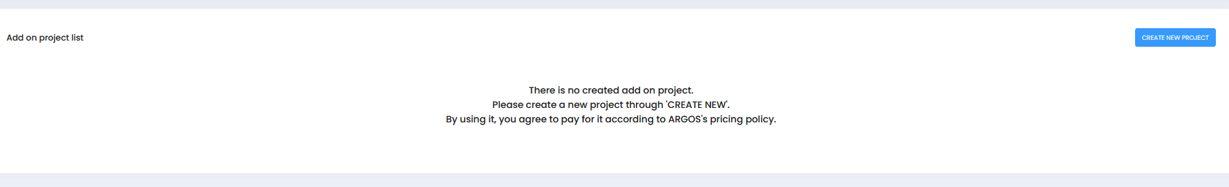 Add-On 프로젝트 생성 화면