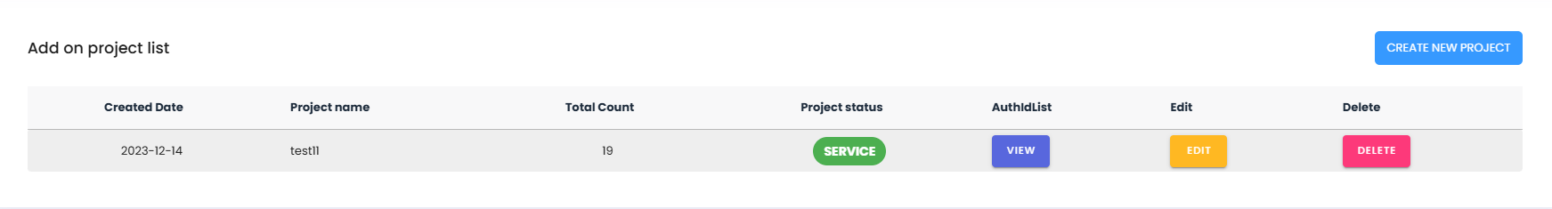 Add-On 프로젝트 생성 화면