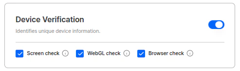 Configuración de la opción Device Verification