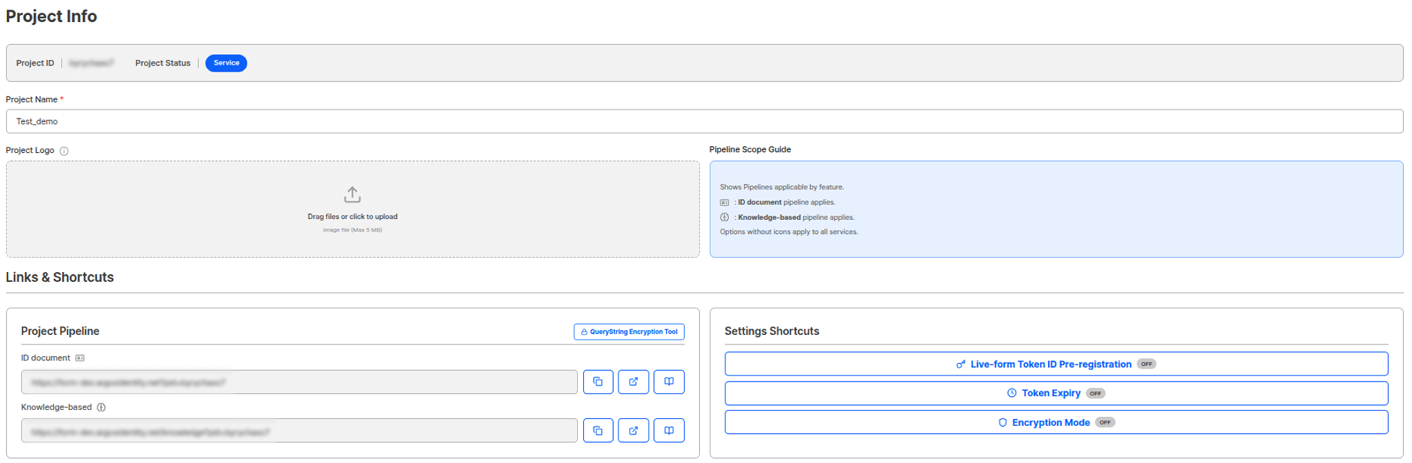 Project Info — PID and Liveform URL