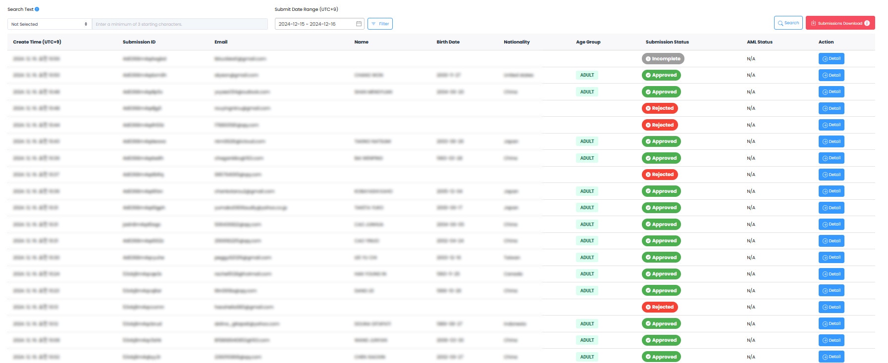 제출 목록 화면