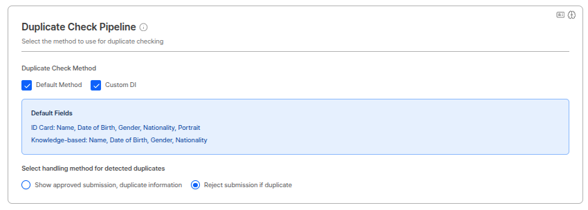 Duplicate check pipeline settings