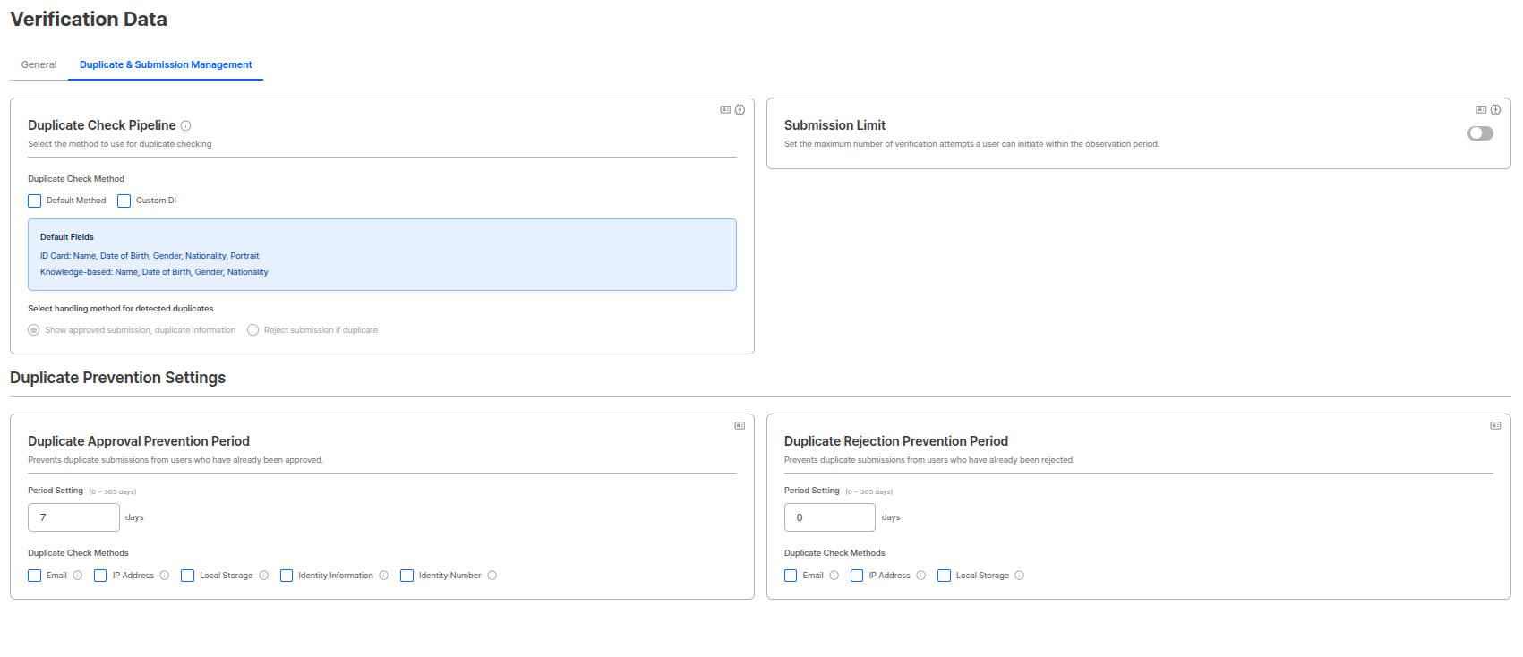 Duplicate and submission management settings