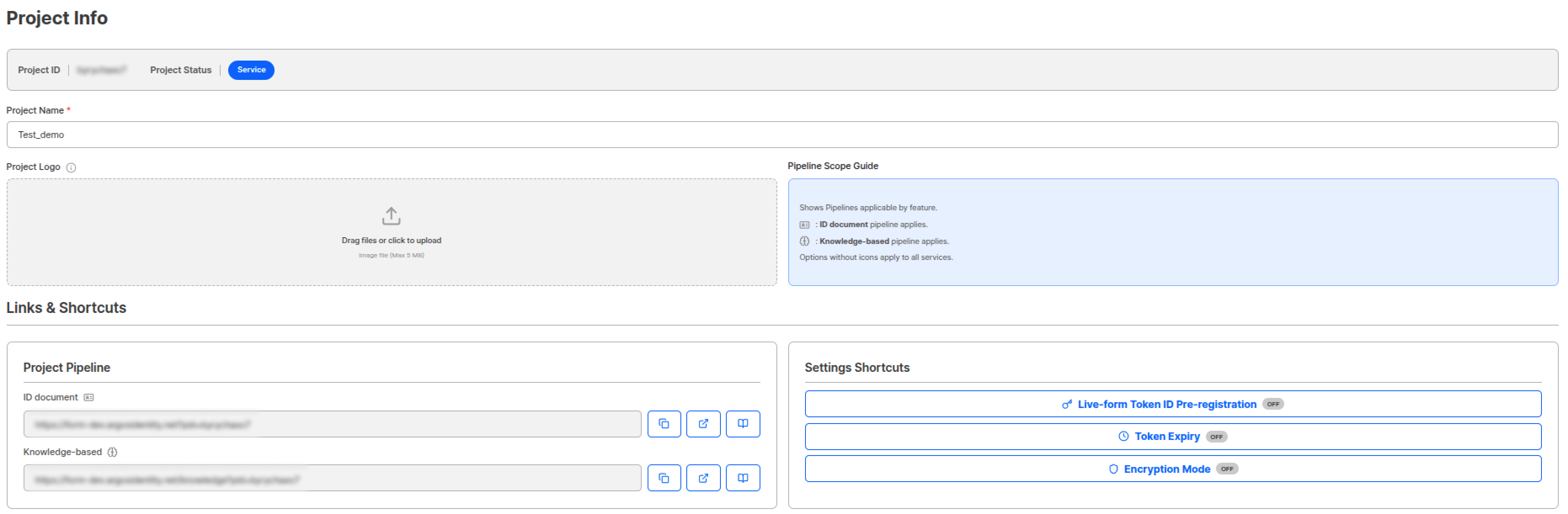 Project information settings