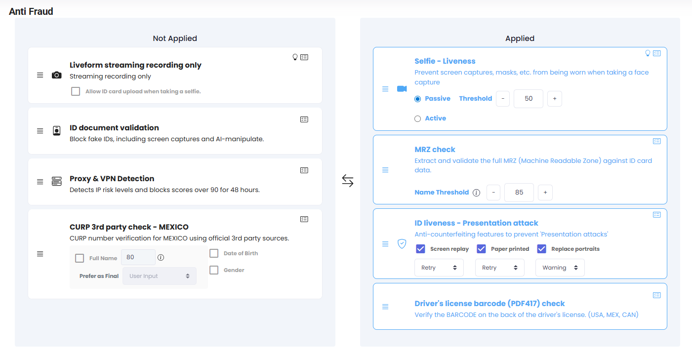Fraud Prevention Settings