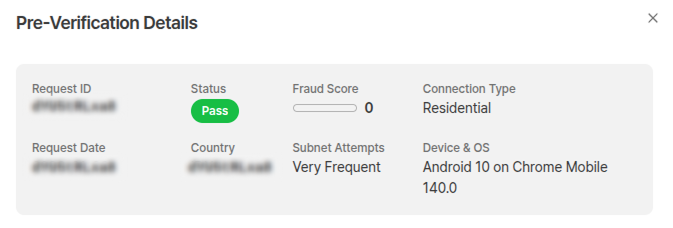 Pre-verification list screen