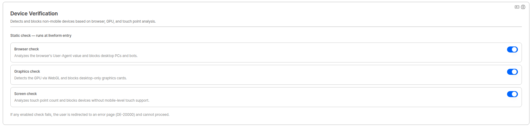 Device Verification settings