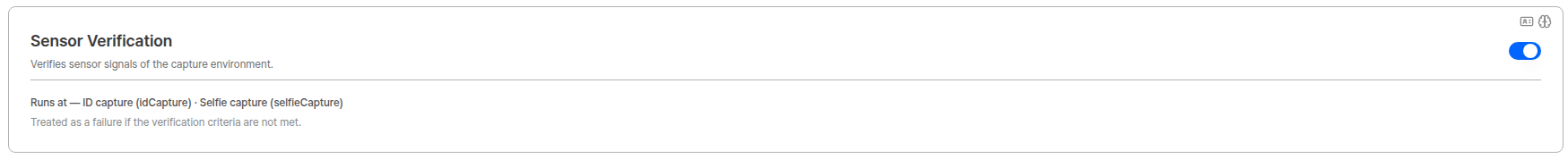 Sensor Verification settings
