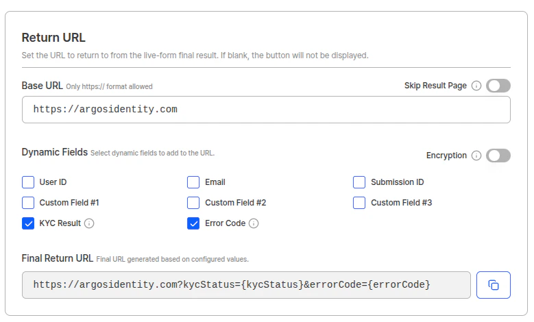 Configuración de Return URL