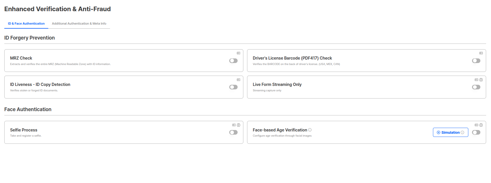 ID and face based settings