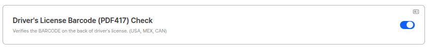 Driver's license barcode check settings