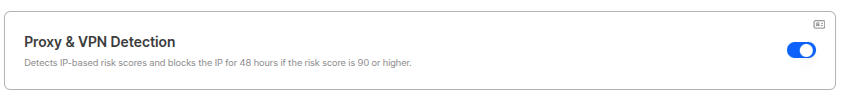 Proxy & VPN detection settings