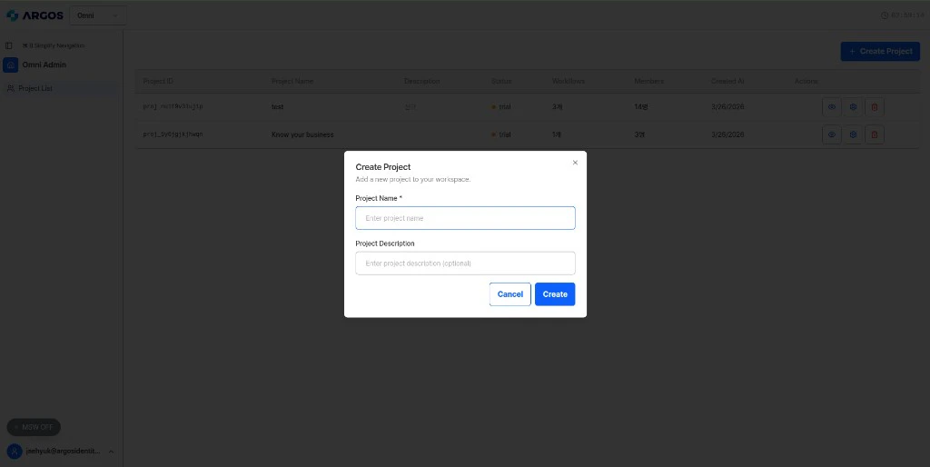 Create Project dialog
