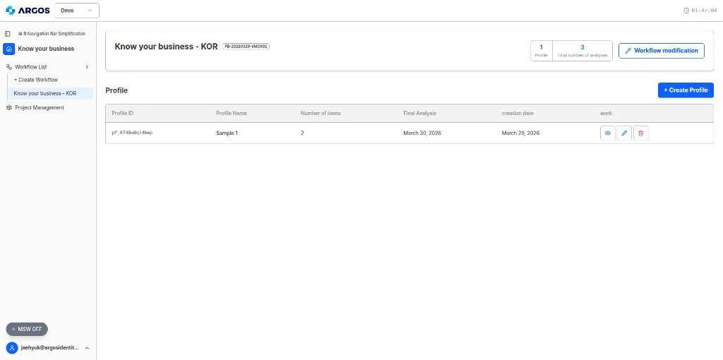 Workflow detail with profiles