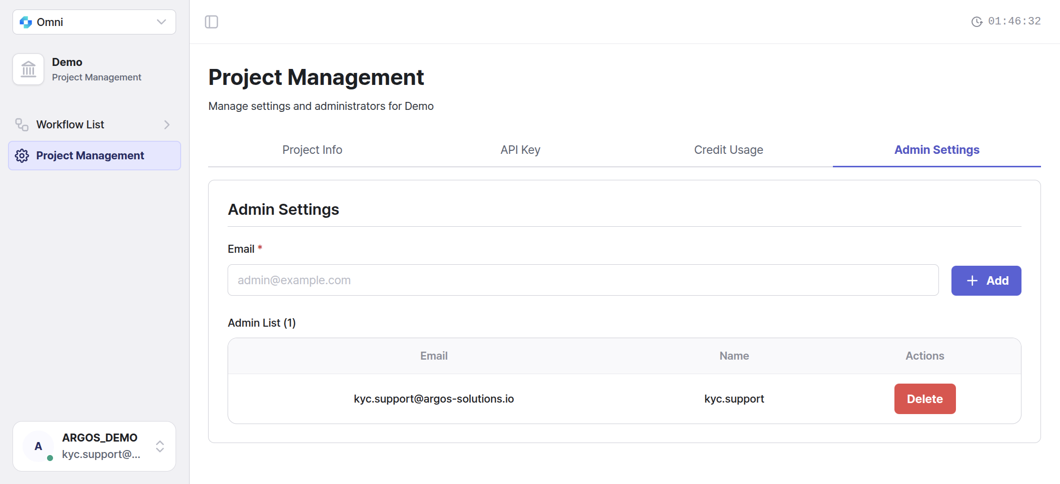 Pestaña Admin Settings