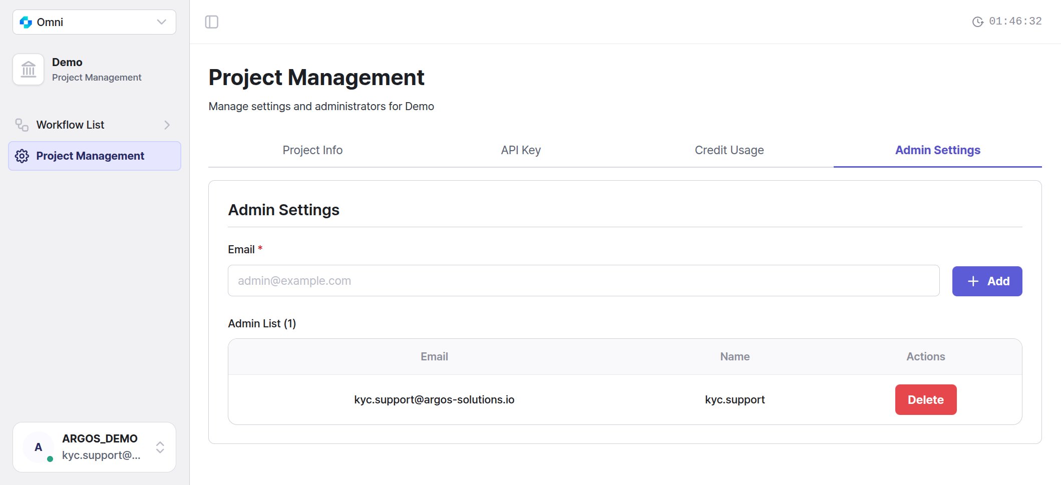 Pestaña Admin Settings