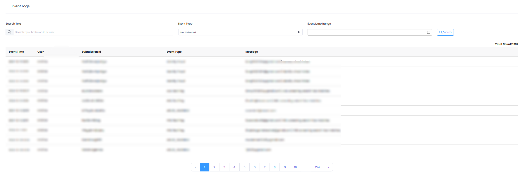 Event Log Query Screen