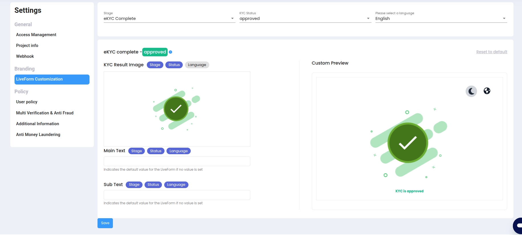 Result Page Customization Settings