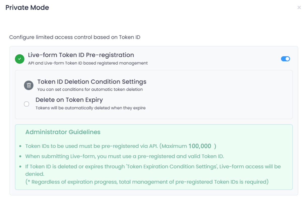 Private Mode Settings