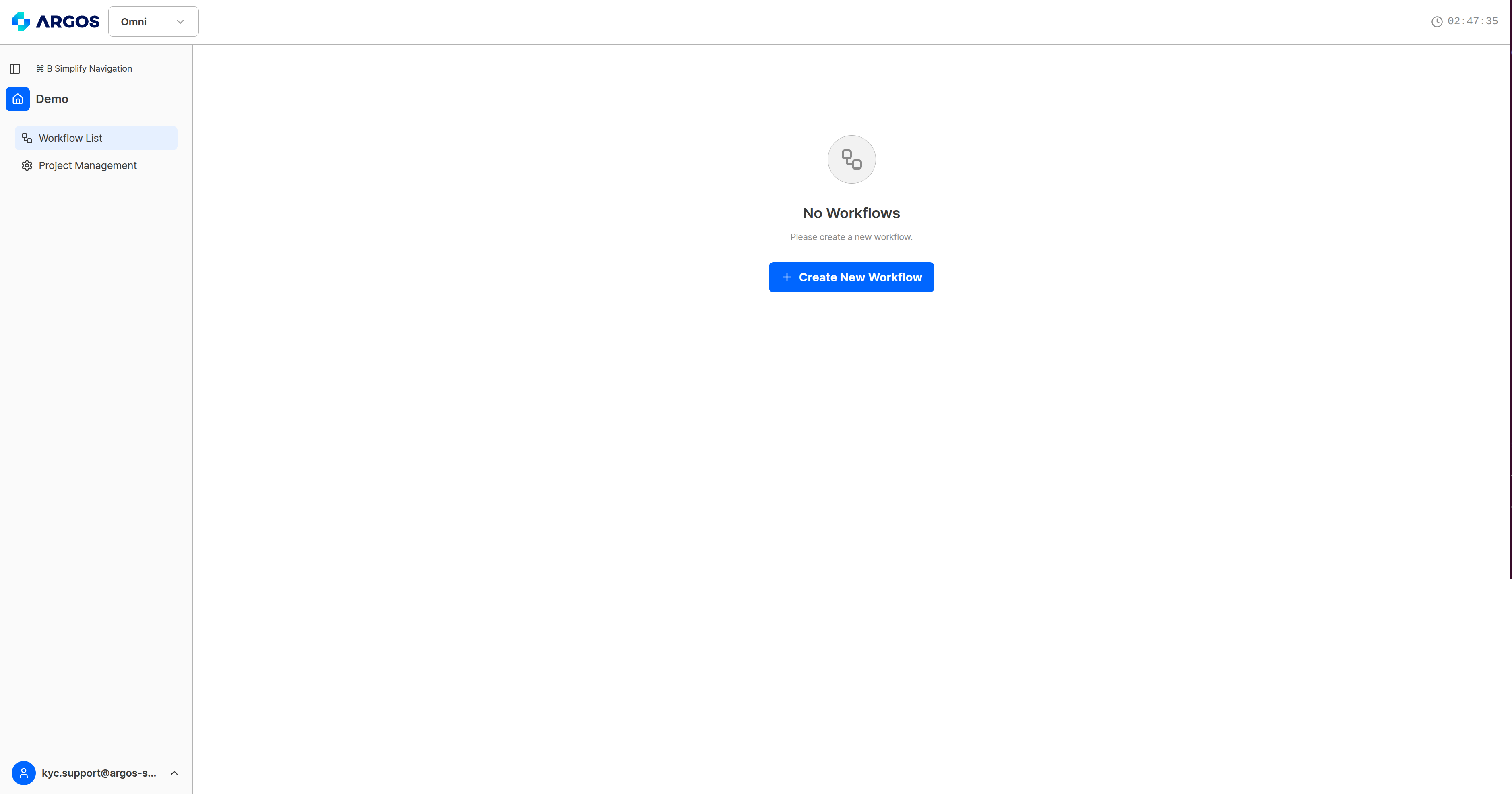 Workflow list with no workflows