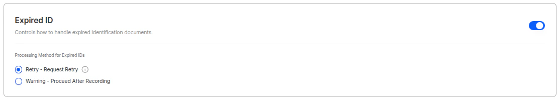 Expired ID processing method setting screen