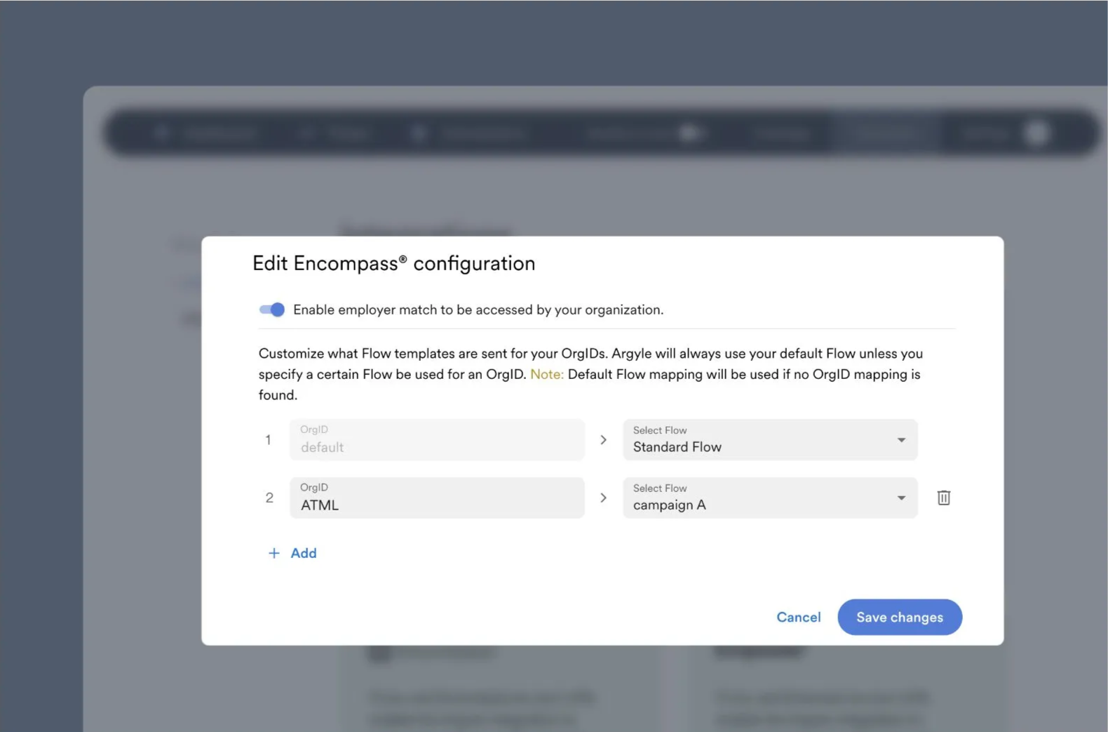 You can assign Flows to specific Encompass OrgIDs.