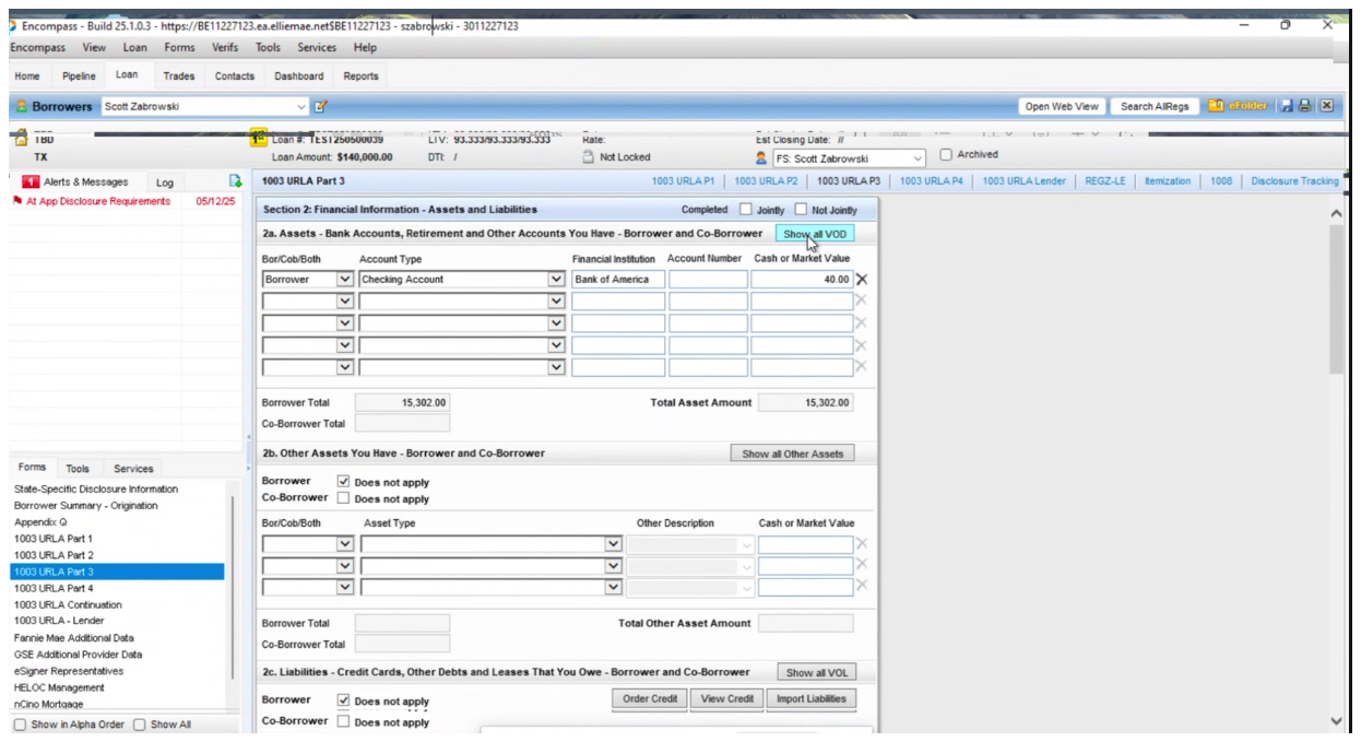 Asset data can be imported to Encompass to auto-populate the 1003 URLA.