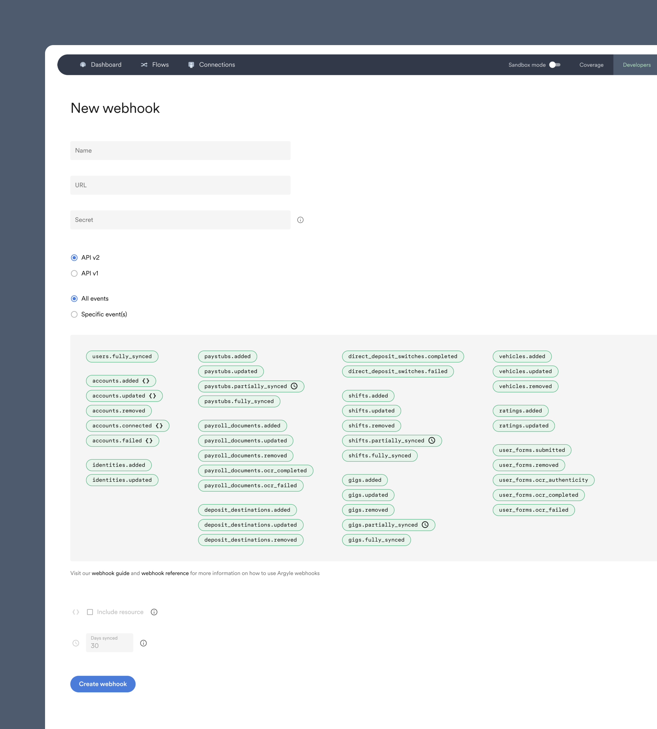 Webhooks - Argyle Docs
