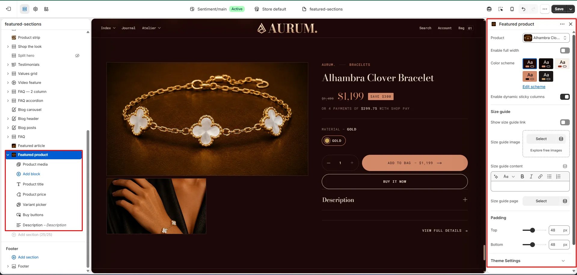 Featured Product Settings