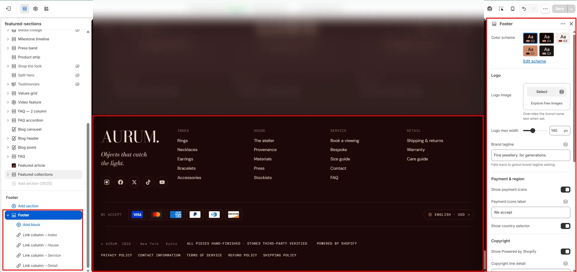 Footer Settings