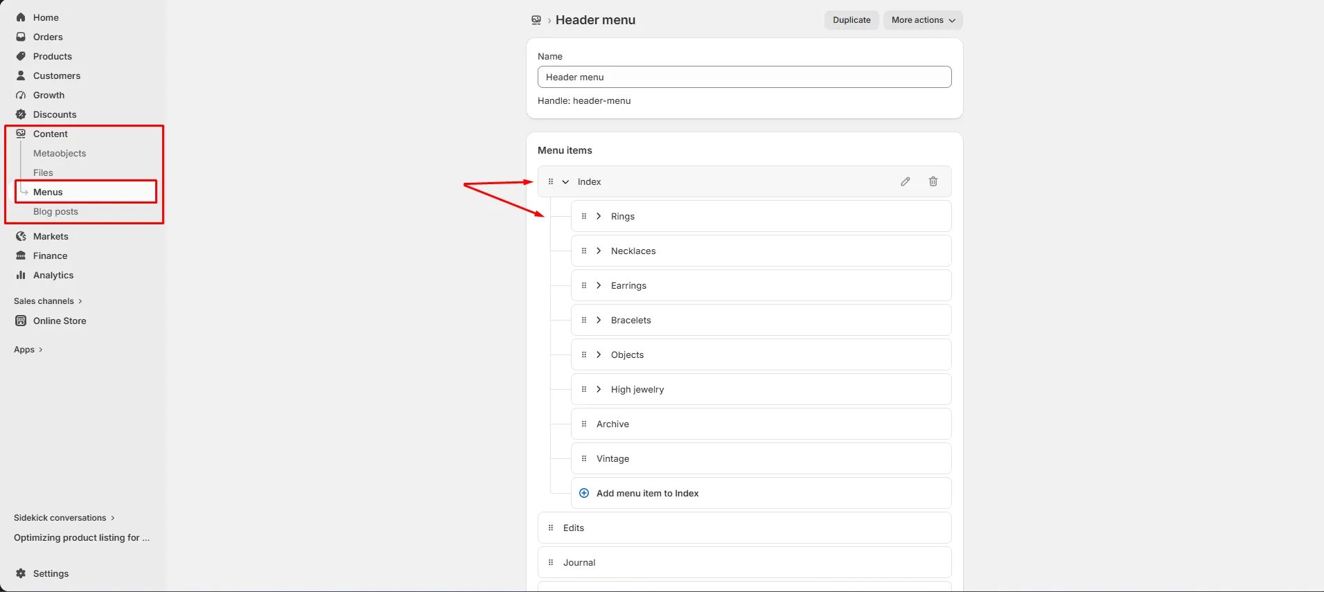 Header Settings